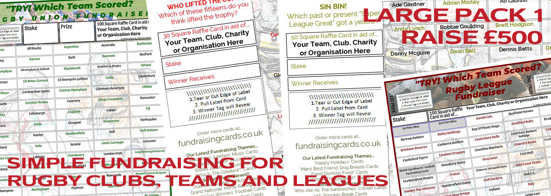 Raise £500 Rugby Club Fundraising Card Pack
